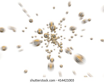3d lottery balls with motion blur effect. white background. golden balls.