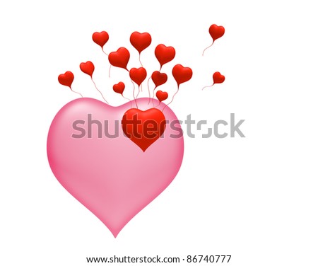 3d love and heart on a white background. Isolated 3d model