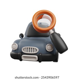 3D low poly car and magnifying glass symbolize car inspection, detailed analysis, or vehicle search. Quality assurance, maintenance checks. - Powered by Shutterstock