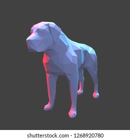3d low poly graphic illustration of wildlife animal that is isolated, colorful, background design geometric concept style icon mammal origami paper folded  triangle silhouette mastiff dog shape