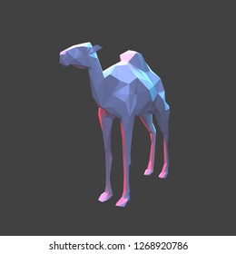 3d low poly graphic illustration of wildlife animal that is isolated, colorful, background design geometric concept style icon mammal origami paper folded  triangle silhouette camel shape