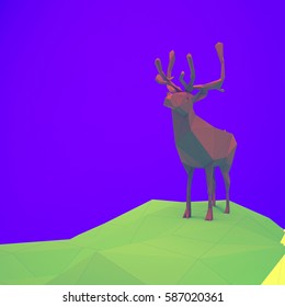 3D lowpoly  render of deer. Deer illustration. - Shutterstock ID 587020361