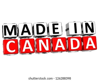3D Made in Canada button over white background