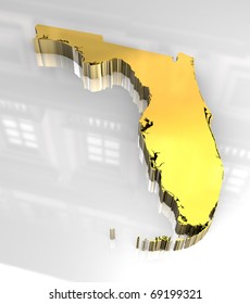 3d Made Golden Map Of Florida