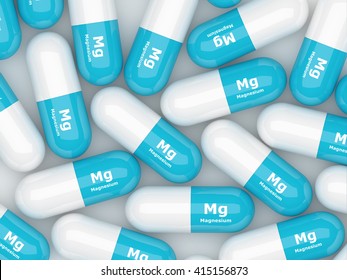 3d Magnesium Pills Lying On White Table