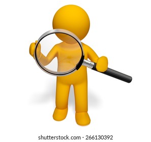 3D. Magnifying Glass, People, Three-dimensional Shape.