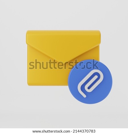 3D mail email message chat envelope online email with attachment file concept. 3d render illustration