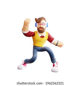 3D Male Cartoon Character dancing pose