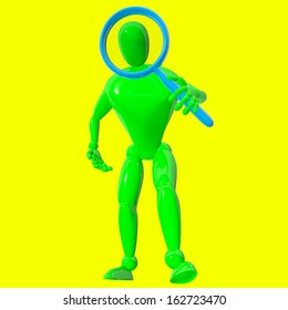 3d Man Blue Magnifier Isolated Rendered Stock Illustration 162723470 ...