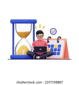 3d Man Busy Work Schedule Illustration