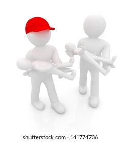 3d man with child. 3d render