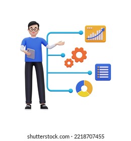 3d Man Doing Business Analysis illustration