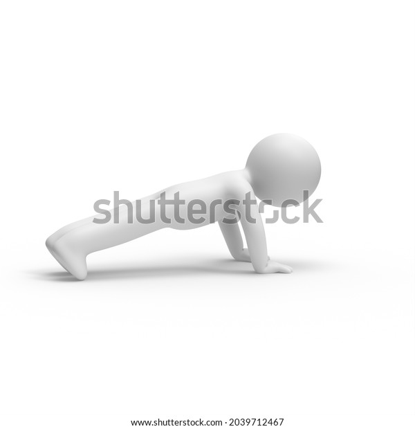 3d Man Doing Pushup Exercise Stock Illustration 2039712467 | Shutterstock