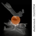 3d man exercising position on fitness ball. My biggest pilates series