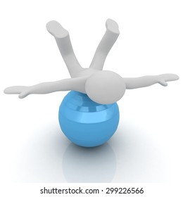 3d man exercising position on fitness ball. My biggest pilates series