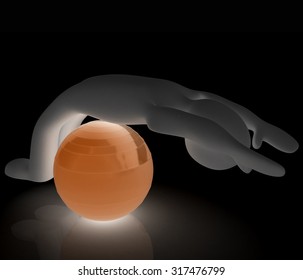 3d man exercising position on fitness ball. My biggest pilates series