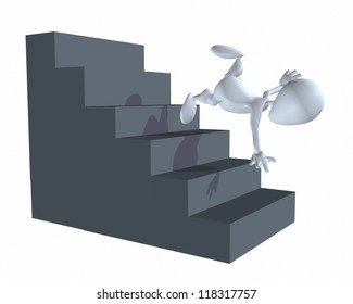 3d Man Falling Down Stairs