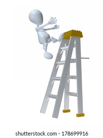 3d Man Falling Off A Ladder