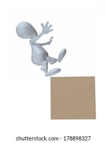3d man falling off of platform box