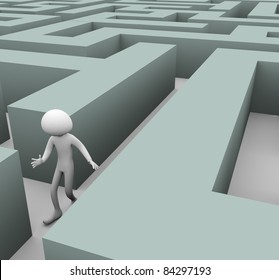 3d Man Finding Path Through Maze Stock Illustration 84297193 | Shutterstock