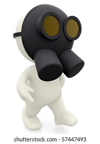 3D Man With A Gas Mask - Isolated Over A White Background