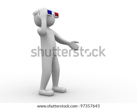 3D man with 3D glasses - 3d render illustration
