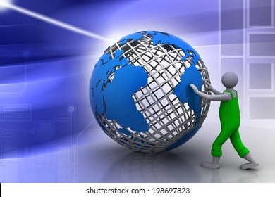 3d man with globe