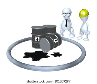 A 3d man hazardous material oil spill cleanup - Powered by Shutterstock