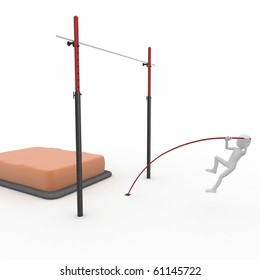 3d Man High Pole Jump Isolated Stock Illustration 61145722 