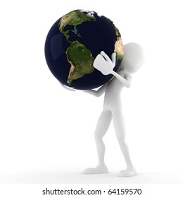 Similar Images, Stock Photos & Vectors of 3d man holding the earth ...