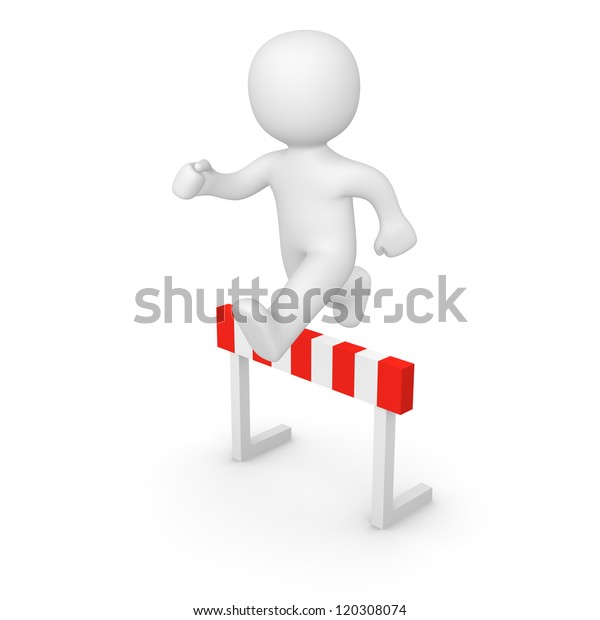 3d Man Jumping Over Hurdle 3d Stock Illustration 120308074