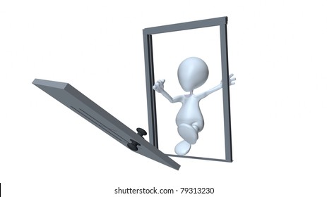 3d Man Kicking Down A Door