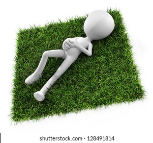 3d Man Laying Down On Grass