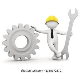 3d Man Mechanical Engineer Industry Stock Illustration 1350372572 ...