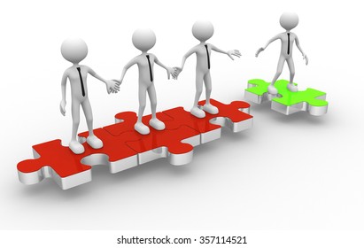 3d Man On Puzzle Joining Team Stock Illustration 357114521 | Shutterstock