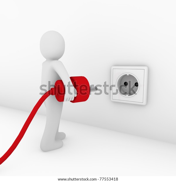 3d Man Plug Socket Red Energy Stock Illustration 77553418 | Shutterstock