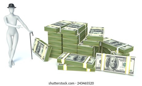 3d Man Pointing Money Stock Illustration 243465520 | Shutterstock