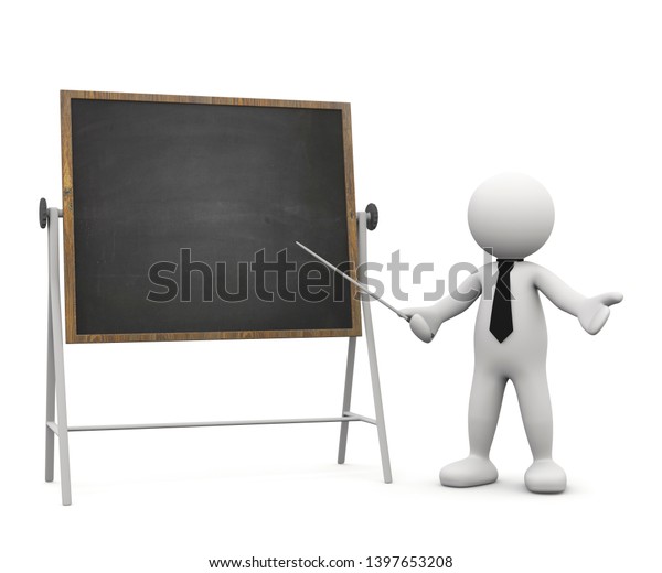 3d Man Pointing Wand Blackboard Stock Illustration 1397653208 ...