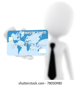 3d man presenting his new business card