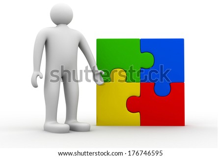 3d man with puzzles 