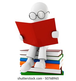 3d Man Reading A Book