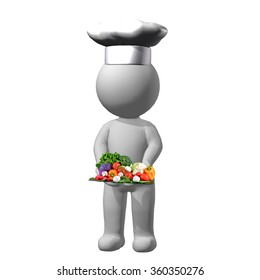 3d man showing healthy food