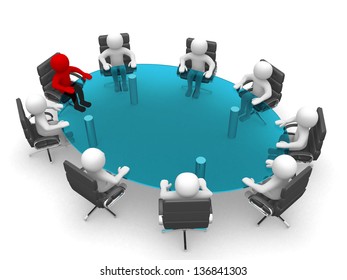 3d Man Sitting Round Table Having Stock Illustration 136841303 ...