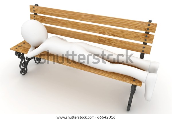 3d Man Sleeping On Bench Isolated Stock Illustration 66642016 ...