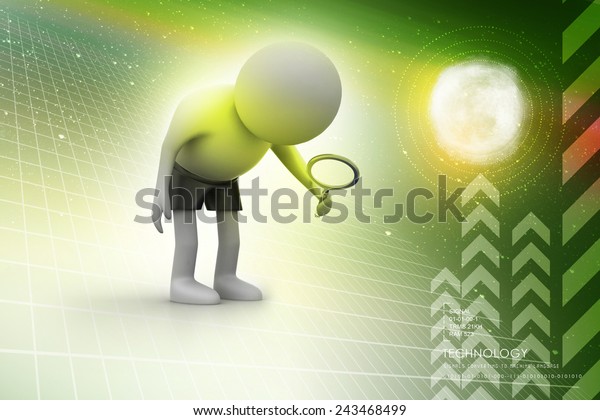 3d Man Standing Holding Magnifying Glass Stock Illustration 243468499 Shutterstock 7434