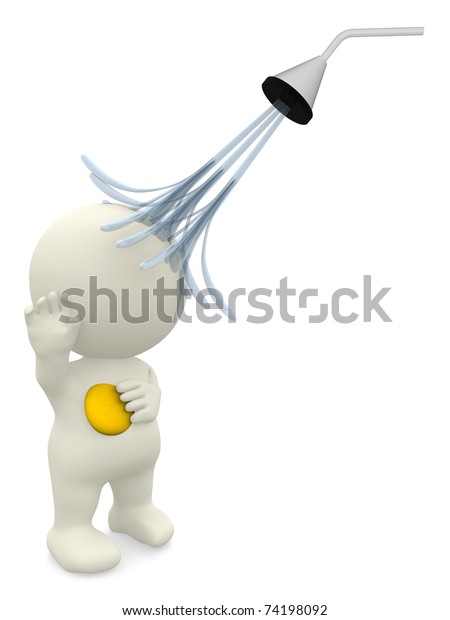 3d Man Taking Shower Isolated Over Stock Illustration