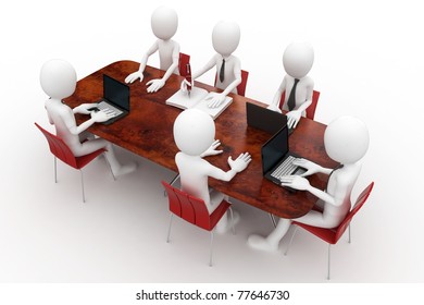 3d Man Team Meeting Conference Room Stock Illustration 77646730 ...