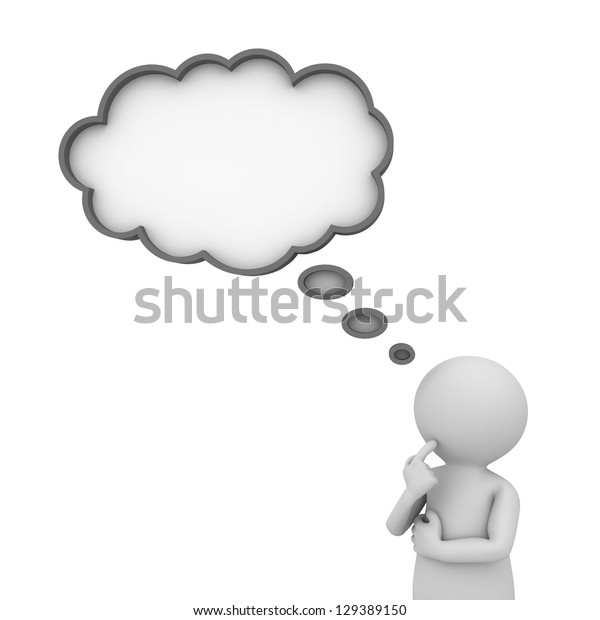 3d Man Thinking Blank Thought Bubble Stock Illustration 129389150