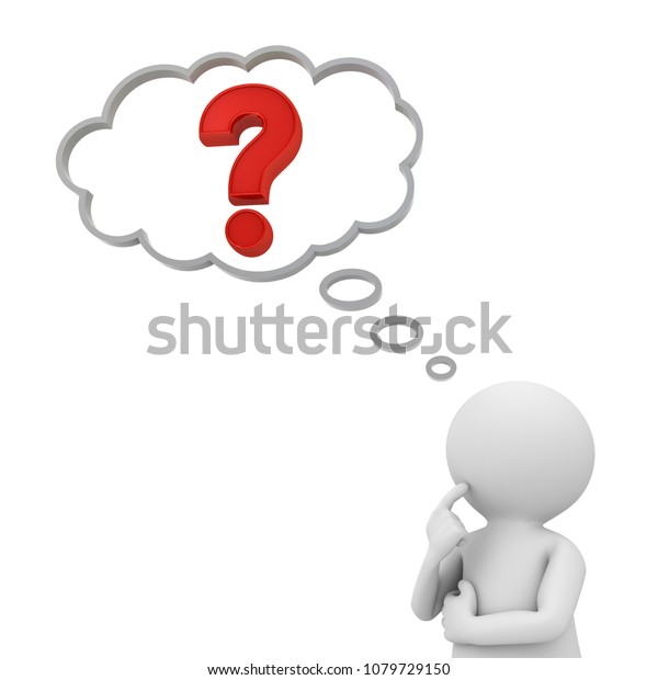 3d Man Thinking Red Question Mark Stock Illustration 1079729150