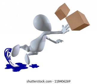 3d man tripping while carrying boxes - Powered by Shutterstock